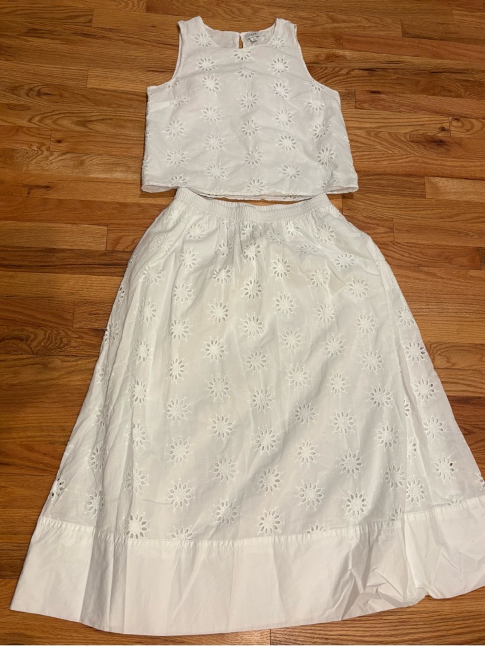 J Crew White Eyelet Two-Piece Dress Set